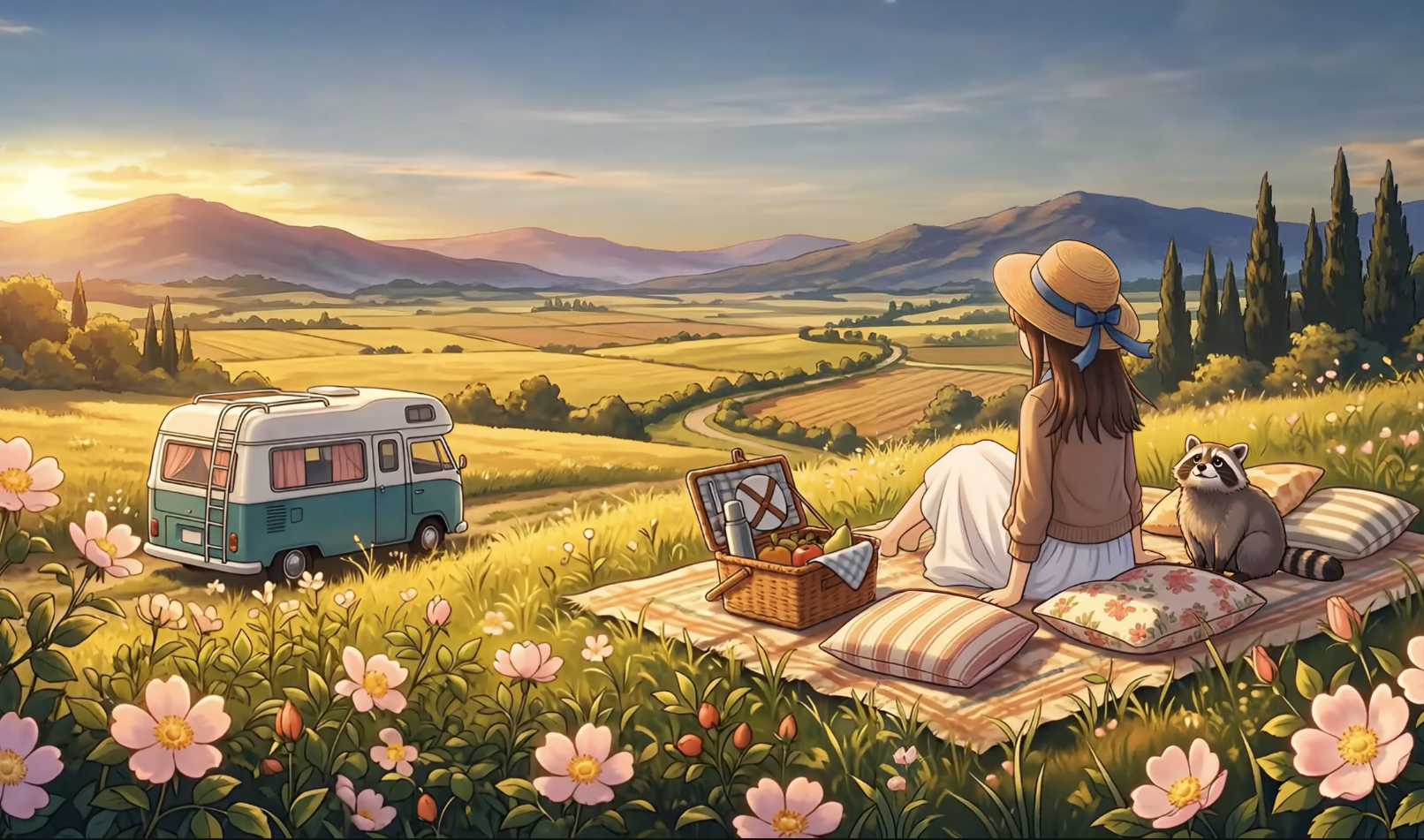 Golden Countryside Picnic 🌄 Ambient Music for Study, Relax & Focus