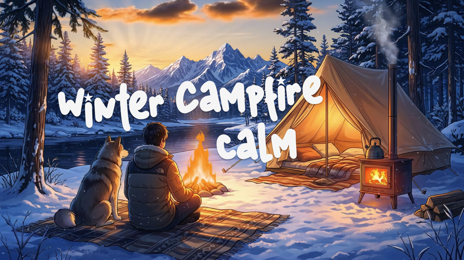 Winter Campfire Calm ❄️🔥 Cozy Ambient Music for Relax & Sleep