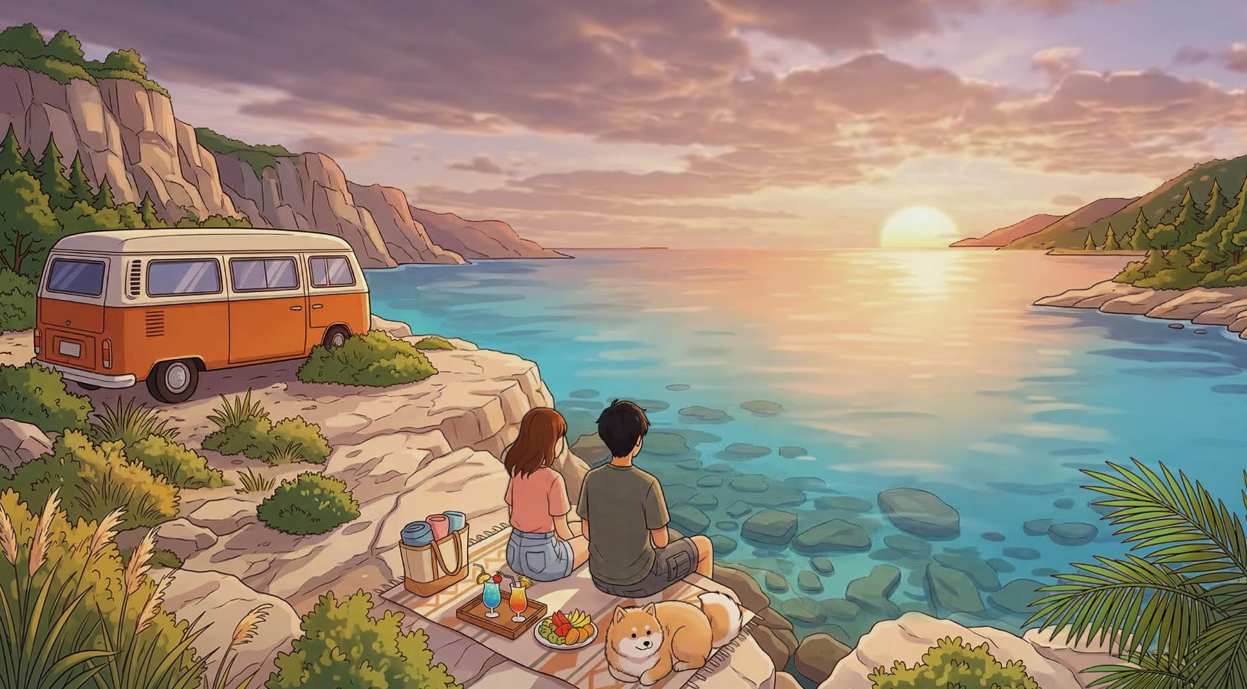 Coastal Sunset Picnic 🌅 Bossa Nova Music for Relax, Study & Summer Vibes