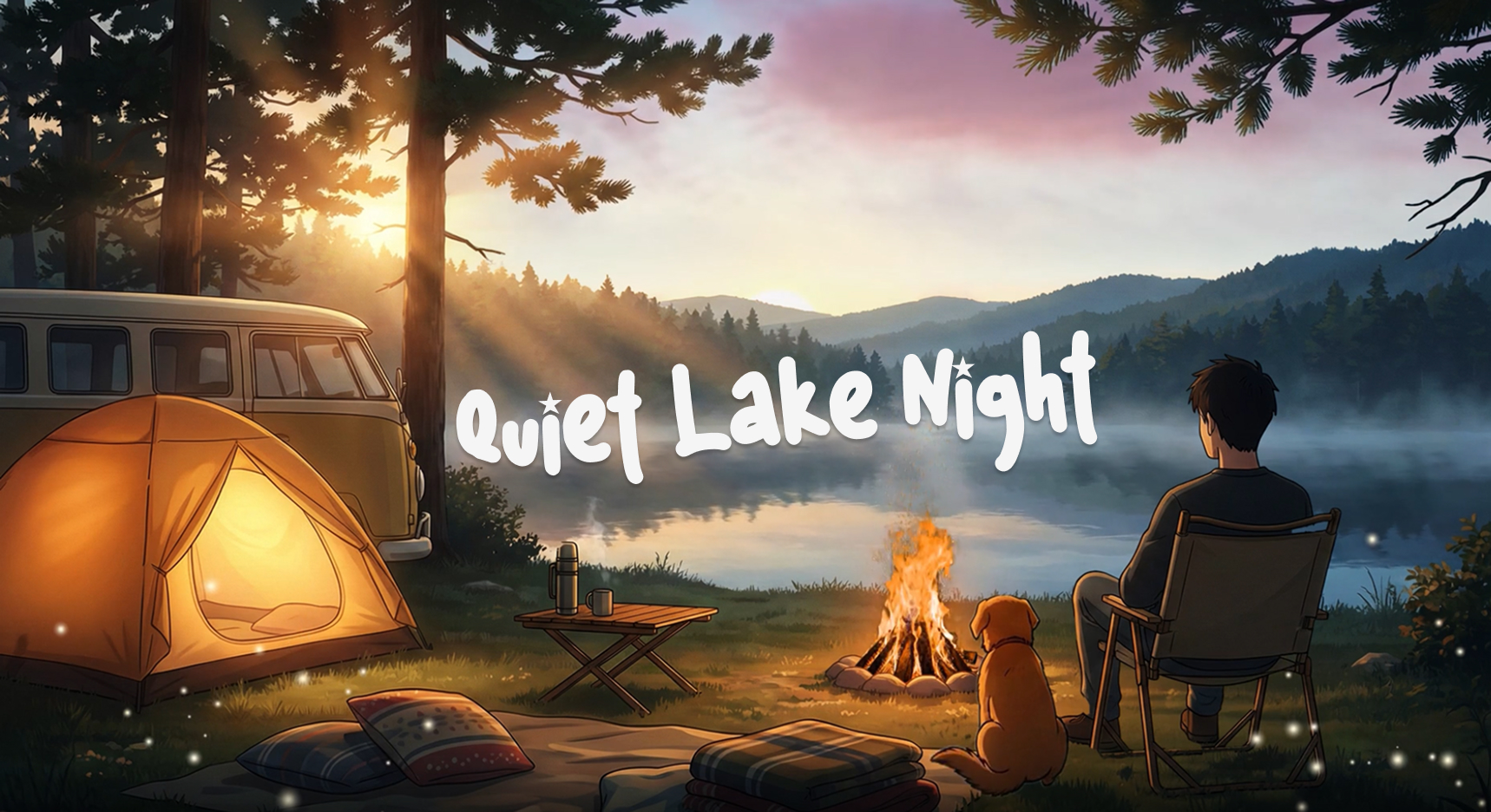 Quiet Lake Night 🌙🏕️ Campfire Calm — Ambient Sleep Music